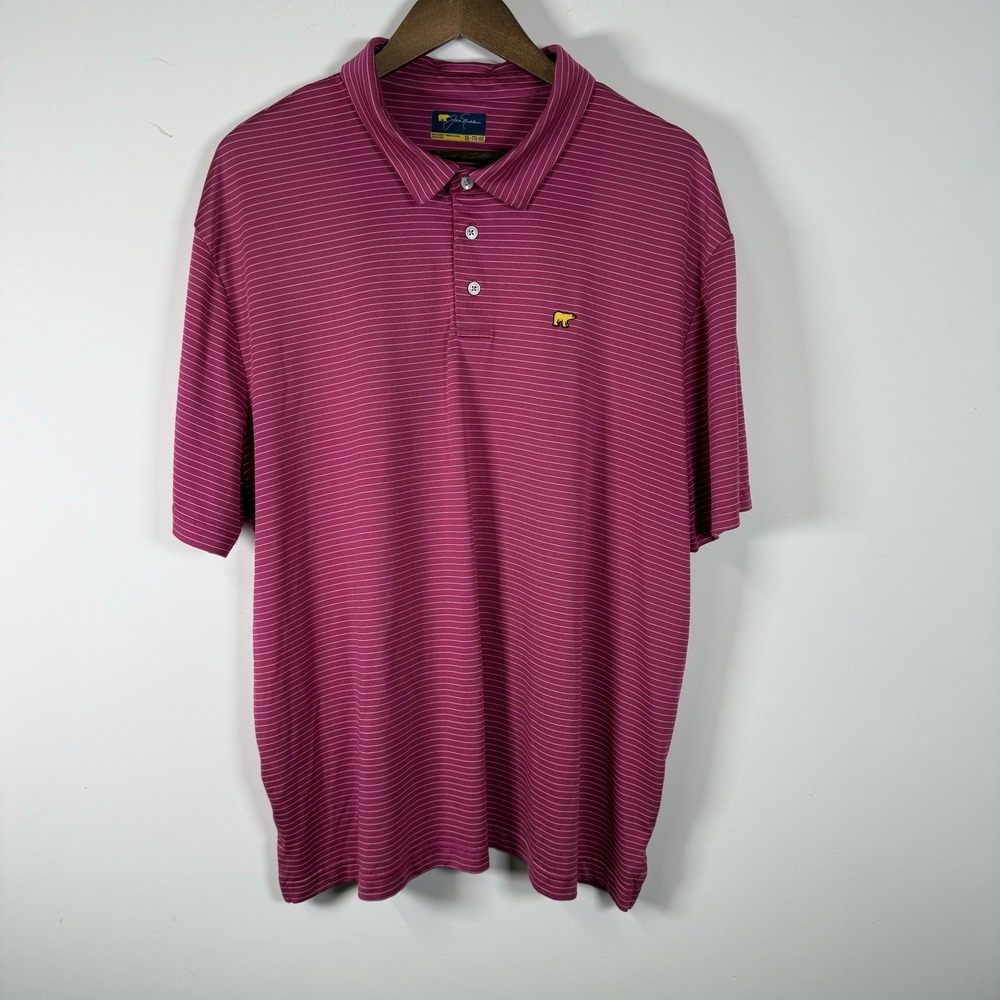 Jack Nicklaus‎ Polo Goldf Pink White Stripe Men's XL Casual Athletic